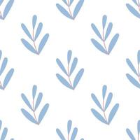 Cute plants on a white background. Vector seamless floral pattern in flat style