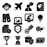 paquete de iconos de glifos de oficina y negocios vector