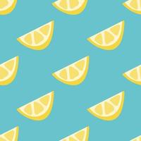 Lemon slices on a green background. Vector seamless pattern in flat style