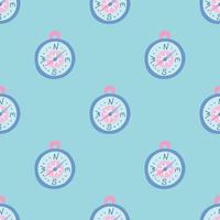 Compass on a green background, flat style. Vector seamless pattern