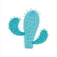 Cactus with needles on a white background. Vector illustration in flat style