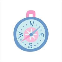 Compass in pink and blue on a white background. Vector illustration in flat style, icon