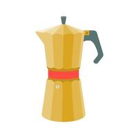 Coffee maker in vintage yellow on a white background. Vector illustration in flat style