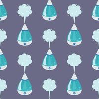 Humidifier on a gray background. Vector seamless pattern in cartoon style