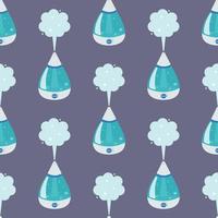 Humidifier on a gray background. Vector seamless pattern in cartoon style