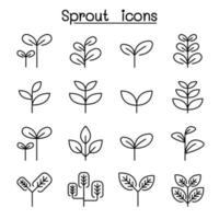 Sprout, plant, treetop, leaf icon set in thin line style vector