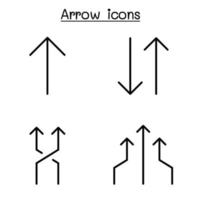 Arrow icon set in thin line style vector