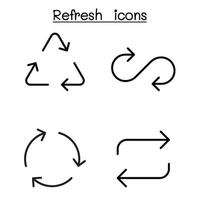 Refresh icon set in thin line style vector