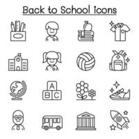 Back to school, education, kindergarten, learning icon set in thin line style vector