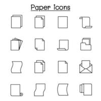 icono de papel en estilo de línea fina vector