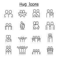 Lover, hug, friendship, relationship icon set in thin line style vector