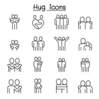 Lover, hug, friendship, relationship icon set in thin line style vector