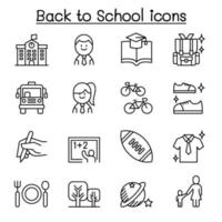 School, education, learning, back to school icon set in thin line style vector