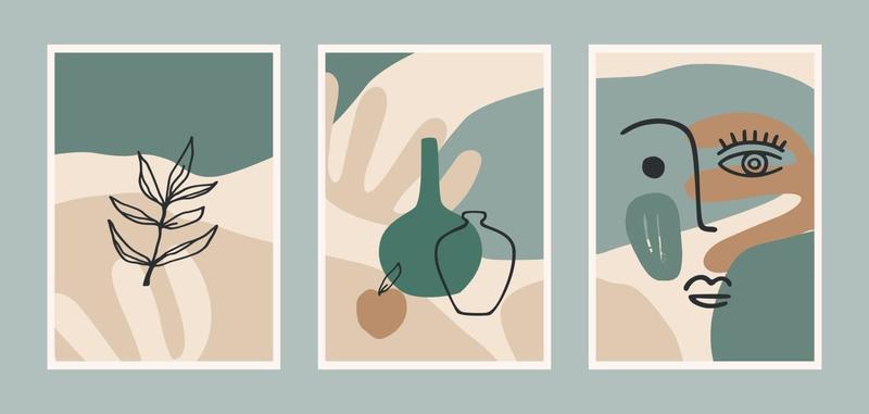 Set of Contemporary art prints. Line art. Modern vector design for posters, cards, packaging and more