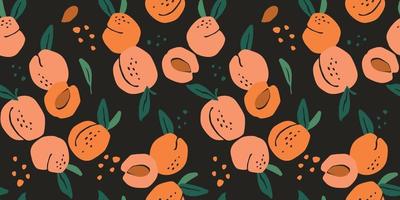 Vector seamless pattern with peaches. Trendy hand drawn textures. Modern abstract design