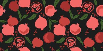 Vector seamless pattern with pomegranate. Trendy hand drawn textures. Modern abstract design