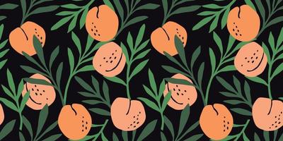 Vector seamless pattern with peaches. Trendy hand drawn textures. Modern abstract design