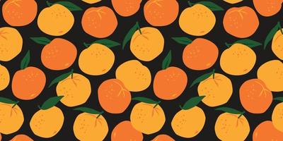 Vector seamless pattern with mandarins. Trendy hand drawn textures. Modern abstract design