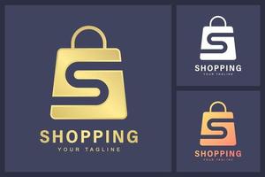 Combination of letter S logo and shopping bag symbol. The concept of an online shopping or shop logo