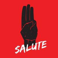 Three finger salute on red background - vector