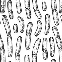 Bacterium pattern in realistic sketch stile. Hand drawn medical background. Vector illustration