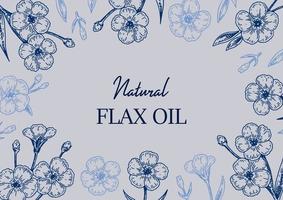 Hand drawn flax design. Vector illustration in sketch style for linen seeds and oil packaging