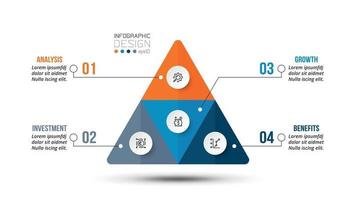 Plantilla de infografía de flujo de trabajo empresarial de pirámide. vector