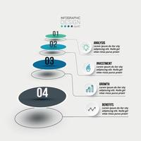 Plantilla de infografía de flujo de trabajo de proceso de 4 pasos. vector