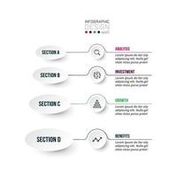 Plantilla de infografía de flujo de trabajo de proceso de 4 pasos. vector