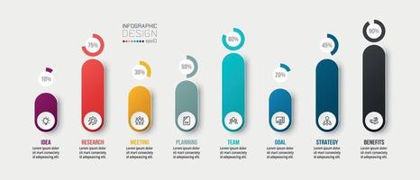 Business concept infographic template with percentage option. vector