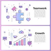 banner illustrations with business outline icons vector