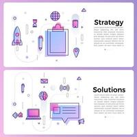 banner illustration with business outline icons vector