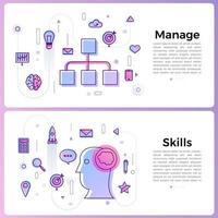 banner illustration with business outline icons vector