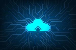 Cloud network uploading various information through digital systems. vector