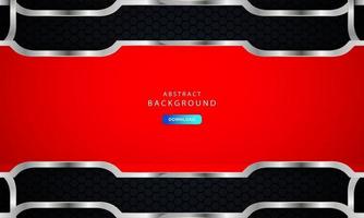 Dark black hexagon background with red and silver list decoration vector