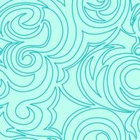 Seamless turquoise texture of spirals and curls in a linear style. vector