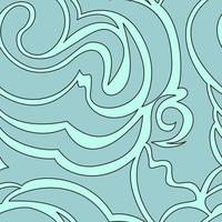 Seamless turquoise texture of spirals and curls. Sea pattern in pastel colors. vector