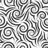 Patrón de vector transparente de trazos de pincel en forma de espirales de líneas fluidas y rizos aislados sobre fondo blanco.