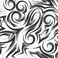 Vector black seamless pattern of waves or swirl drawn with a brush for decor isolated on a white background.