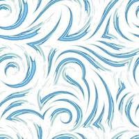 Seamless vector texture of a swirl of turquoise and blue pastel color waves isolated on a white background.