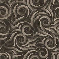 Seamless vector pattern of smooth lines drawn by beige pen in the form of spirals and curls isolated on dark background.