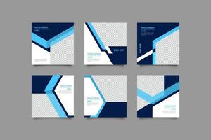 Corporate with blue geometric abstract instagram post templates set vector