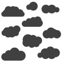 conjunto de iconos de nube negra aislado sobre fondo blanco. símbolos de nube para el diseño de sitios web. vector