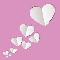 Pink Paper cut Heart, Love for Valentine's Day. Vector holiday illustration.