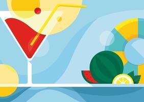 Banner template with cocktail and fruit. vector