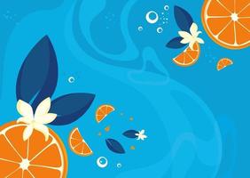 plantilla de banner con naranjas y vainilla. vector