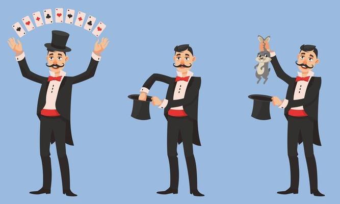 Magician in different poses.