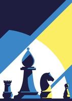 Poster template with different chess pieces. vector