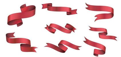banner and bow, straight red tape isolated on white background illustration vector