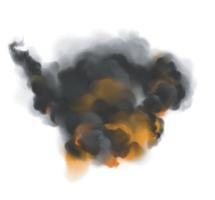 humo negro nublado con luz de fondo naranja del fuego. vector